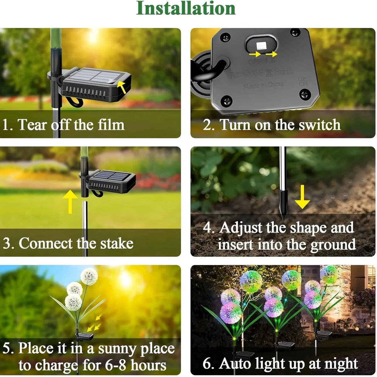 Solar LED Dandelion Three Head Outdoor Garden Decorative Lights