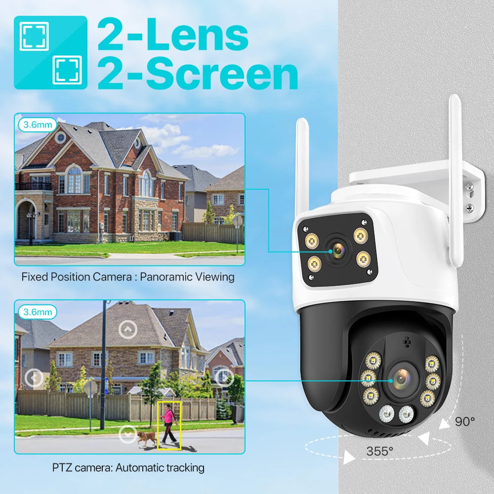 UDECER PTZ WiFi Security Camera With Three Lens Auto Tracking