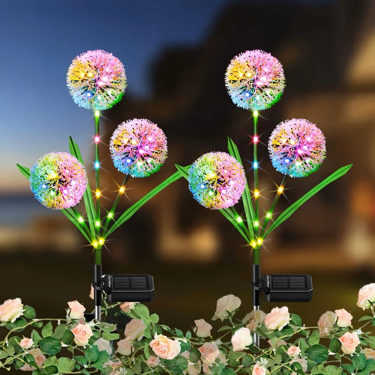 Solar LED Dandelion Three Head Outdoor Garden Decorative Lights