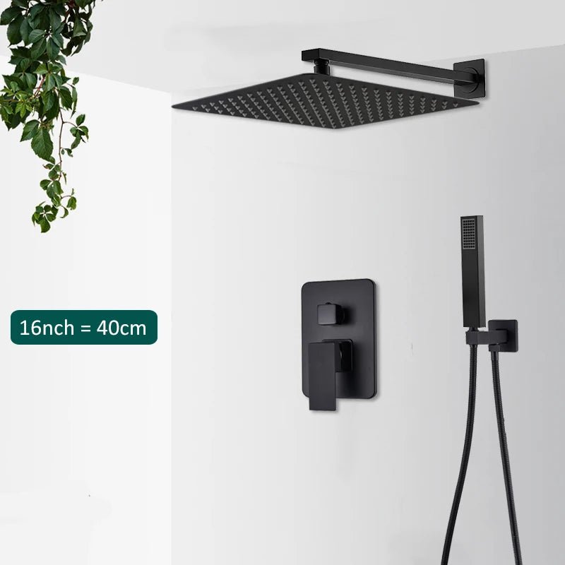 Quyanre Concealed Shower System Rain Waterfall Wall Mounted Faucet