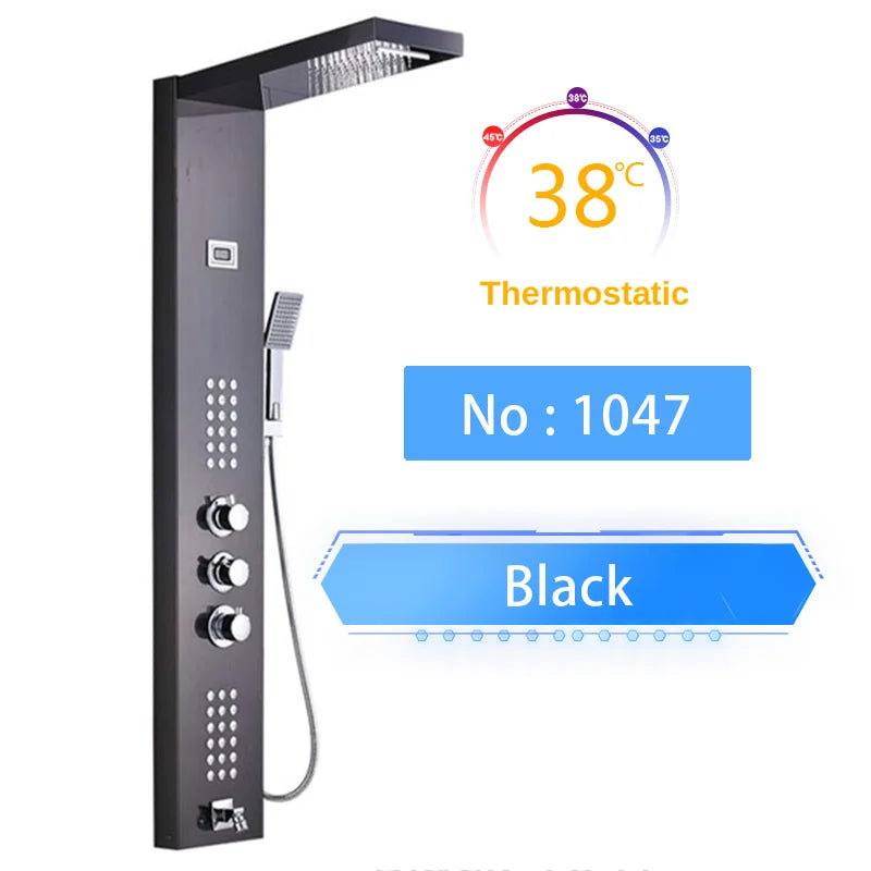Shinesia LED Rain Shower Panel Spa Massage Jet Faucet System