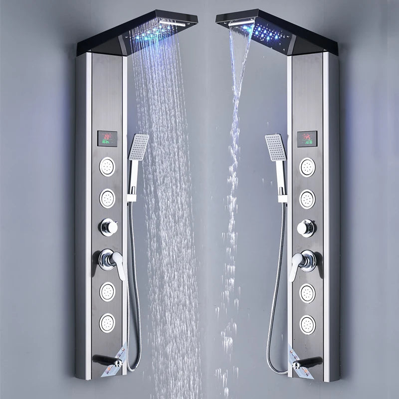 Shinesia LED Rain Shower Panel Spa Massage Jet Faucet System
