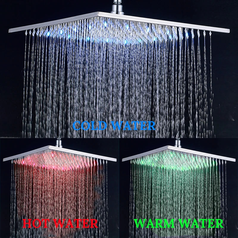 Shinesia LED Rainfall Shower Head With Changing Lights