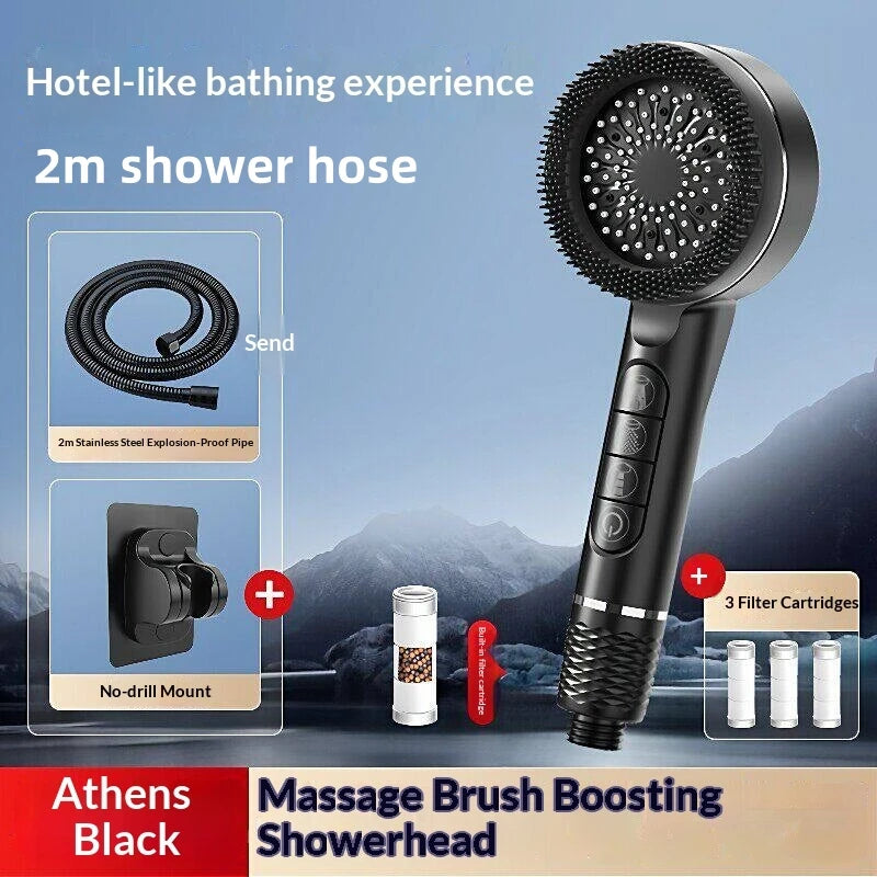 Pressurized Handheld Shower Head With Four Adjustable Spray Modes