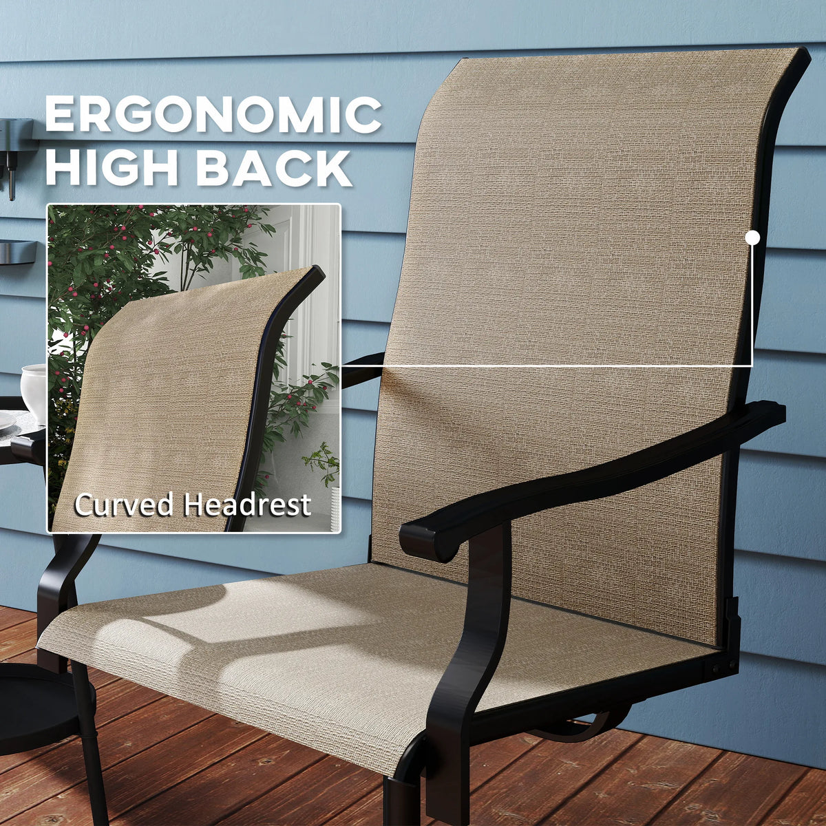 Outsunny Swivel Patio Dining Chairs With High Back Support