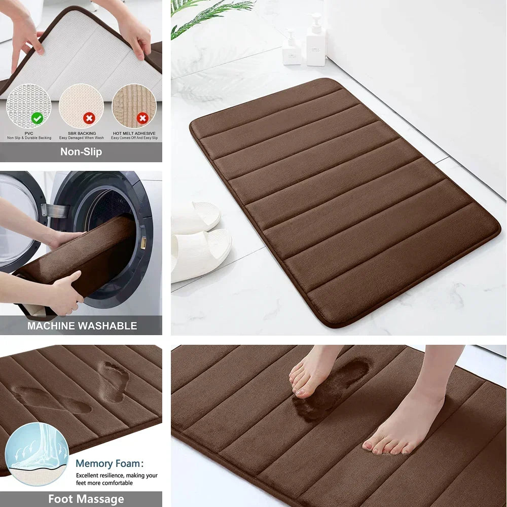 Non Slip Memory Foam Mat Designed For Quick Bathroom Drying
