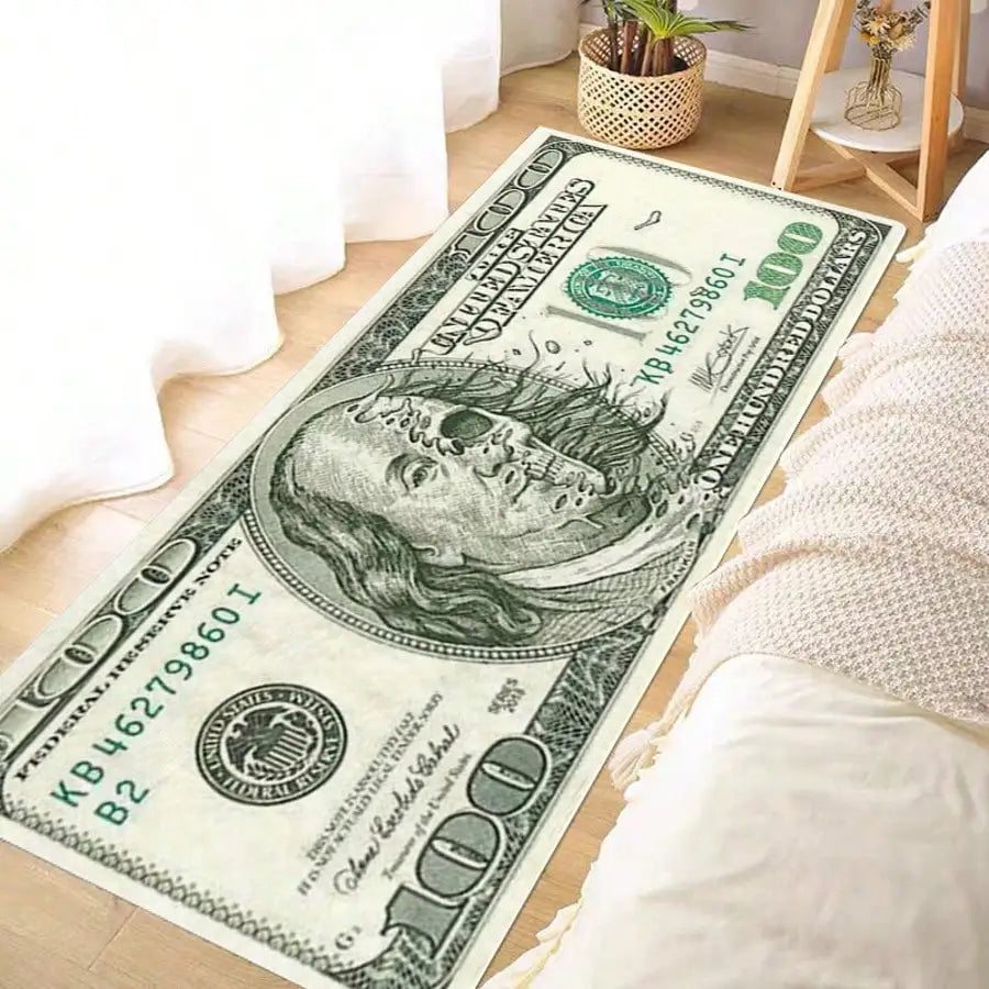 Dollar Bill Portrait Pattern Decorative Nylon Area Rug for Home