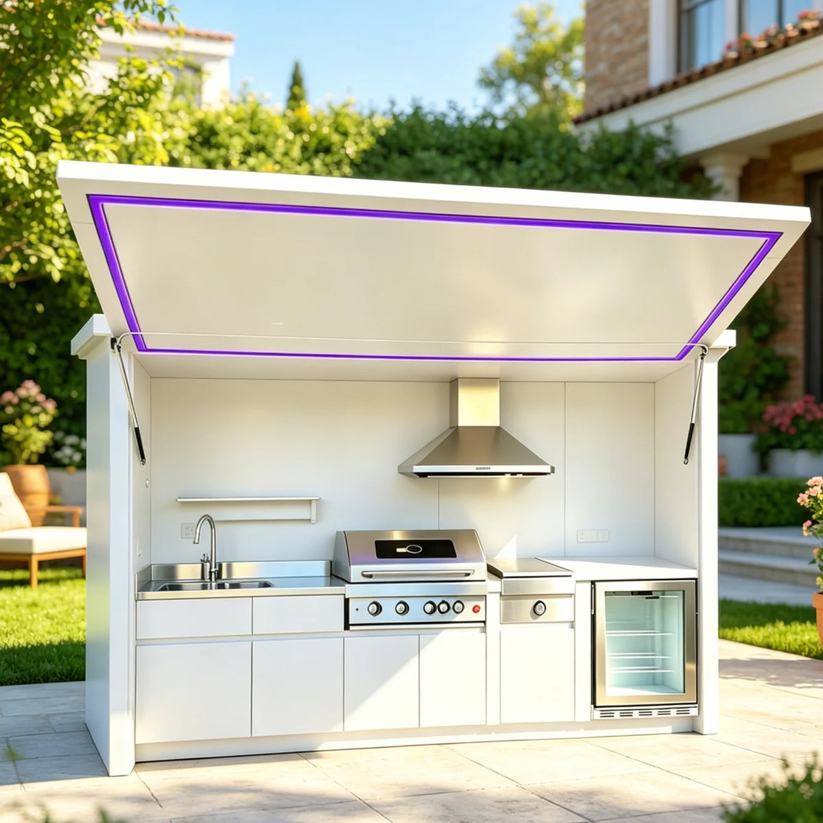 Rust Resistant Complete Outdoor Kitchen Cabinet, Full Equipped Modular Outdoor Cooking Cabinet with Large Cabinets