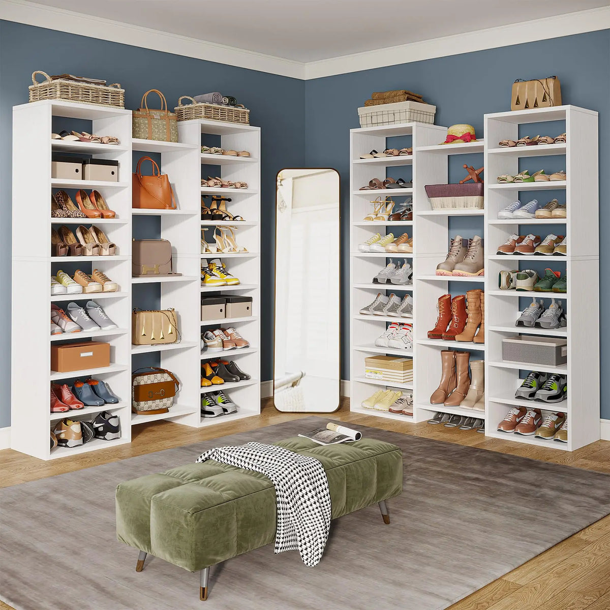 Tribesigns Freestanding Wooden Shoe Rack With 23 Open Storage Shelves
