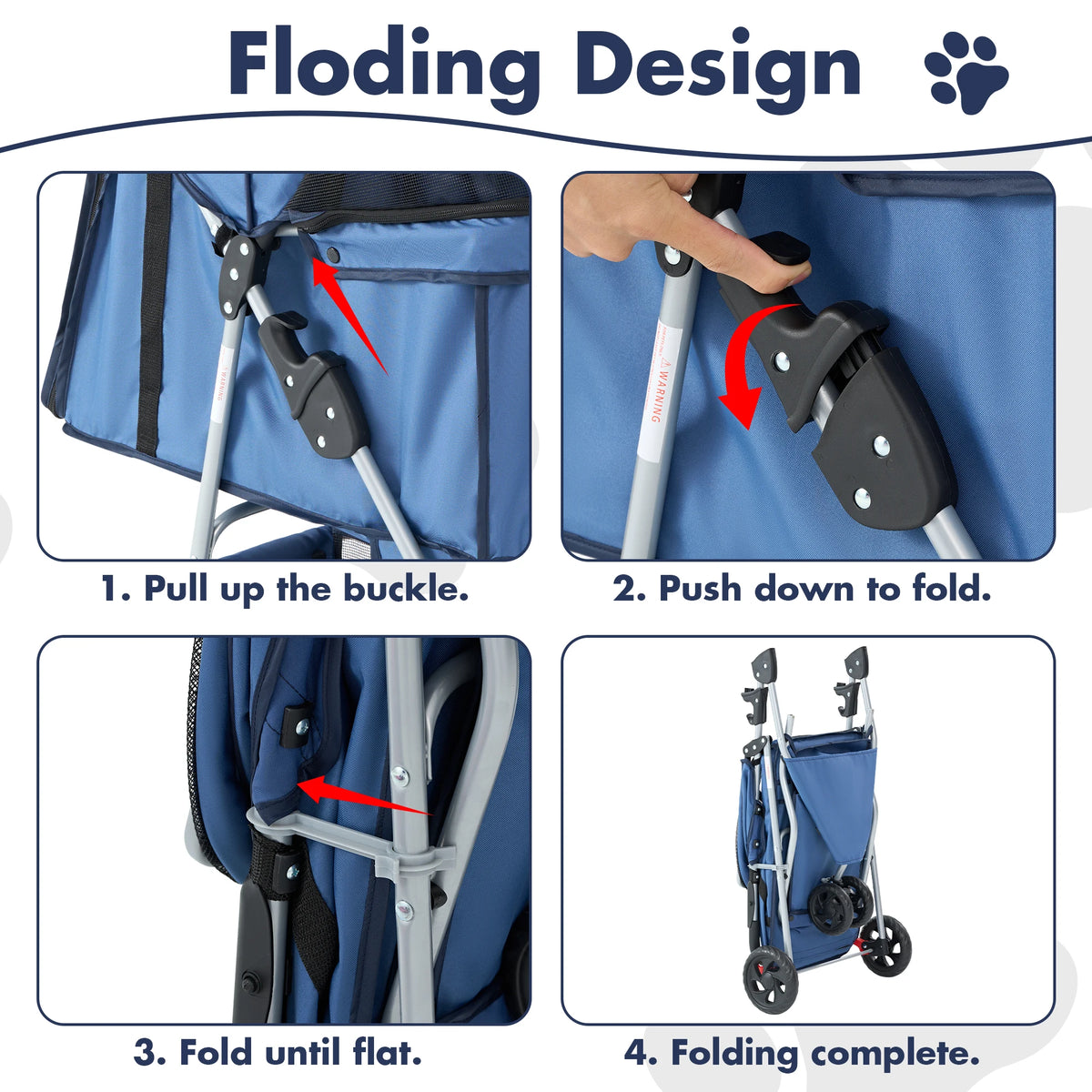 Three Wheel Foldable Pet Stroller With Mesh Windows And Basket