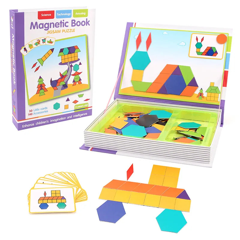 Magnetic 3D Cartoon Jigsaw Puzzle Book for Kids Brain Training