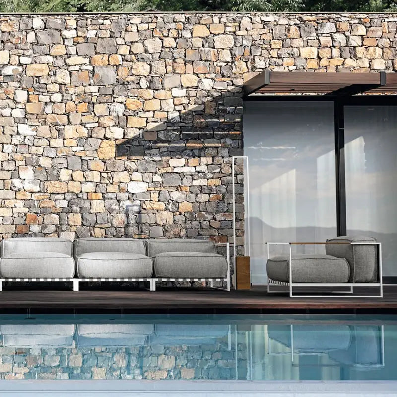 Modern Metal Outdoor Sofa Set With Cushions For Balcony Gardens