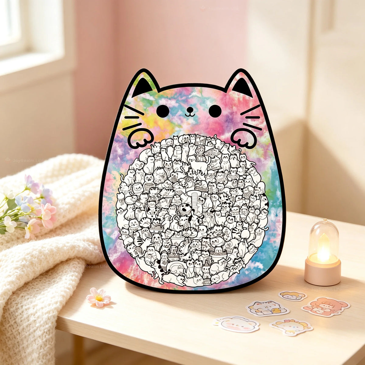 Cute Cat Wooden Puzzle Brain Teaser Desk Toy For Adults