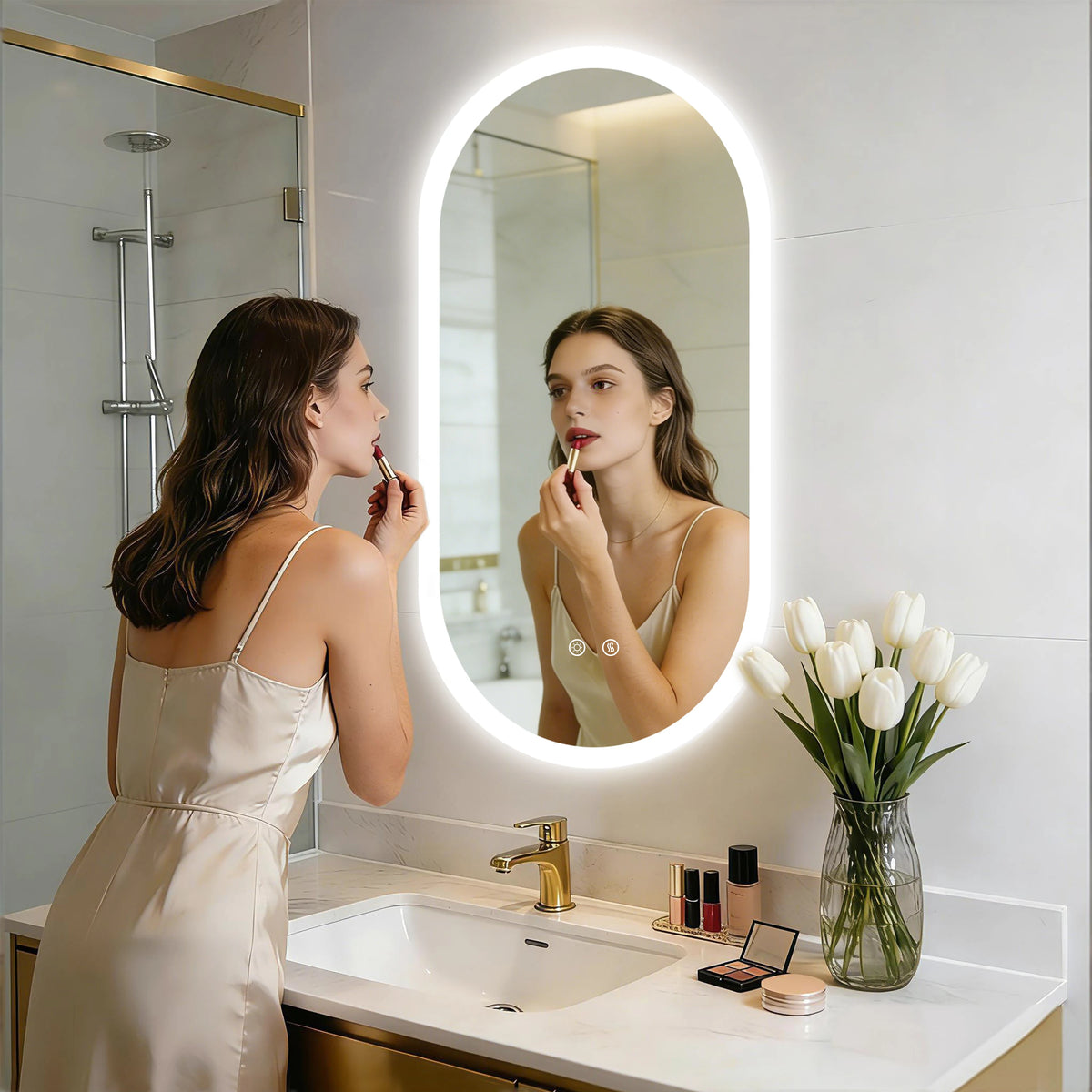 Borwart Anti Fog Oval LED Bathroom Mirror With Frameless Design