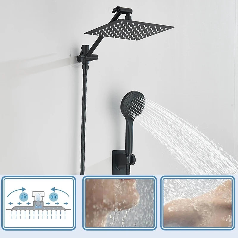 Stainless Steel Square Shower Kit With Hand Shower And Shutter