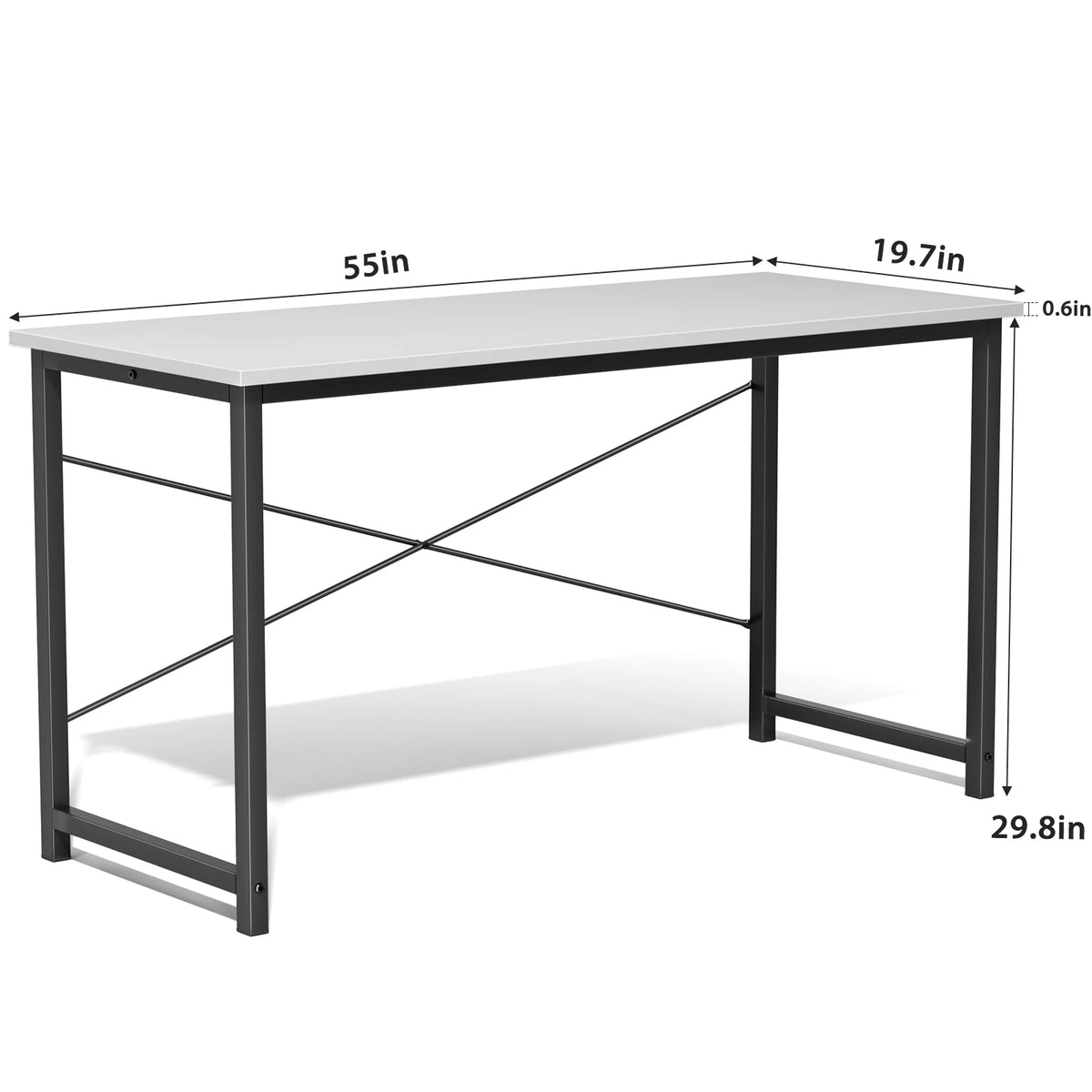 JHK Modern Computer Desk With Metal Frame And Wood Top