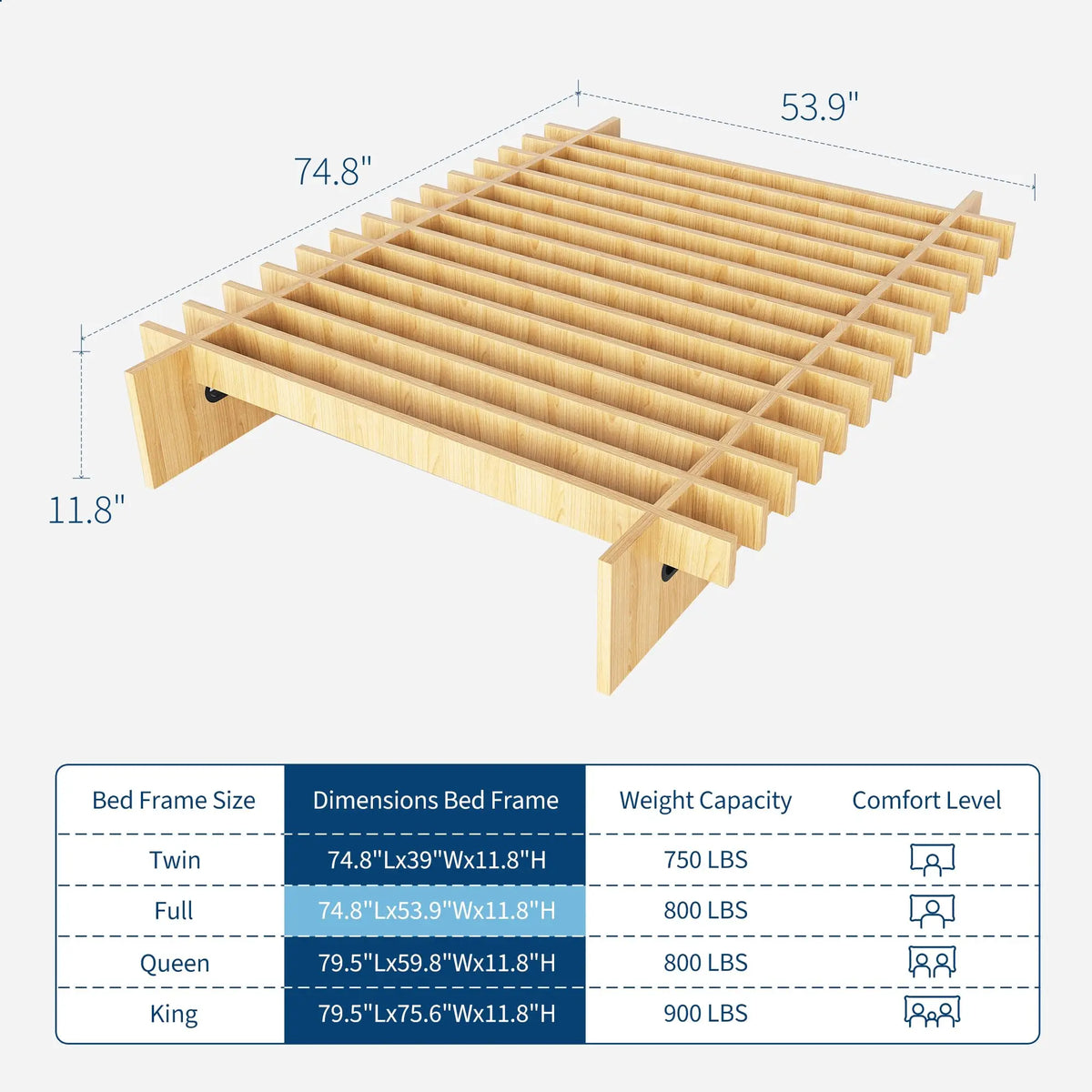HiMISS Durable Wood Platform Bed Frame With Storage Space