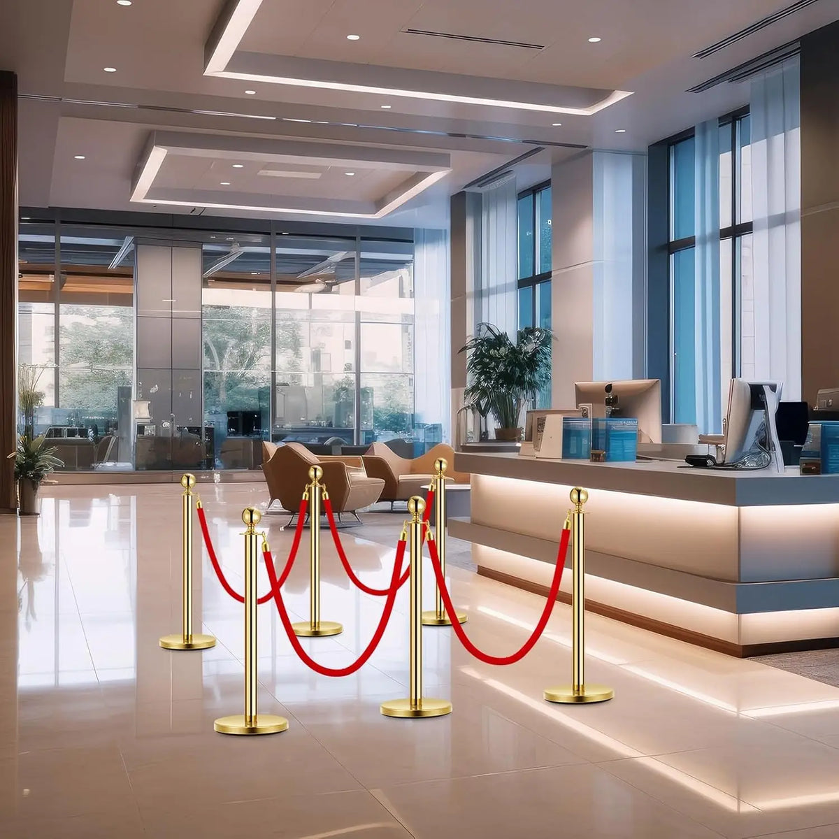 HiMISS Stainless Steel Stanchions With Velvet Ropes For Crowd Control