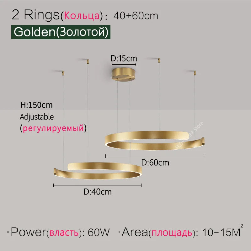 SLL Modern Nordic LED Ring Pendant Light for Living Spaces