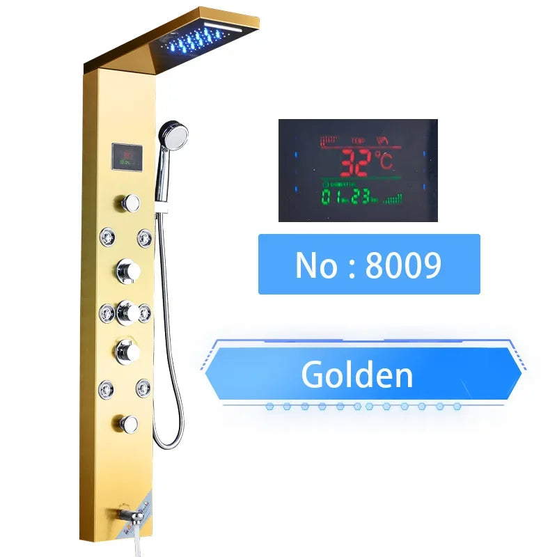 Shinesia LED Shower Panel With Digital Display Spa Massage Jets