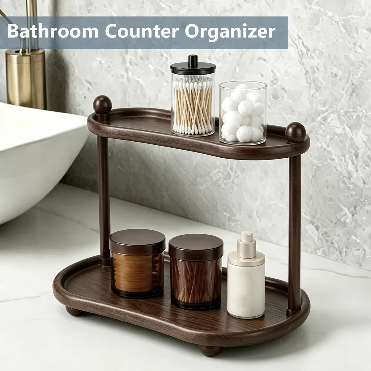 Bathroom Vanity Organizer With Countertop Shelf And Anti Slip Feet