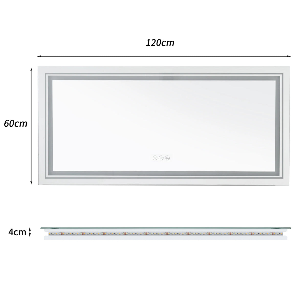 Illuminated LED Bathroom Mirror With Antifog Touch Control