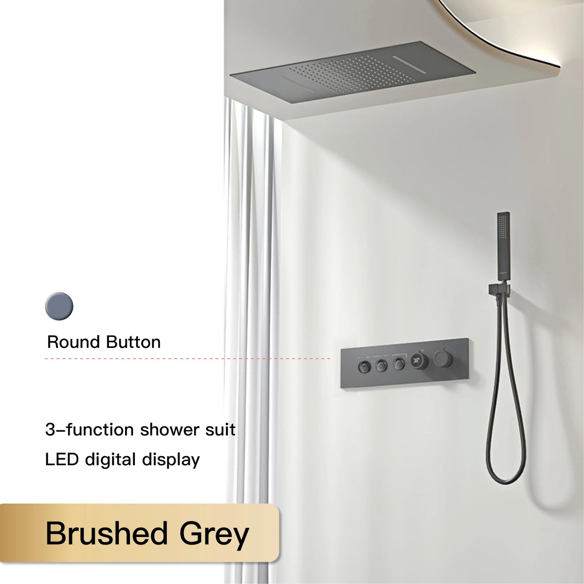 Aitana Wall Mounted Brass Multi Function Shower System