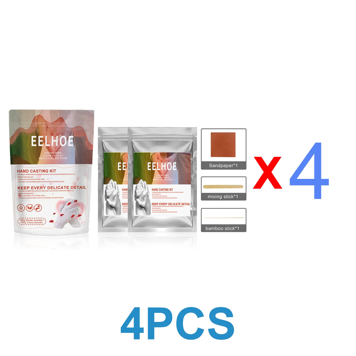 DIY Hand Mold Casting Kit For Couples 3D Hand Holding Sculpture Alginate Impression Powder Footprint Handprint Keepsake Anniversary Valentine's Day Gift Family Craft Activity