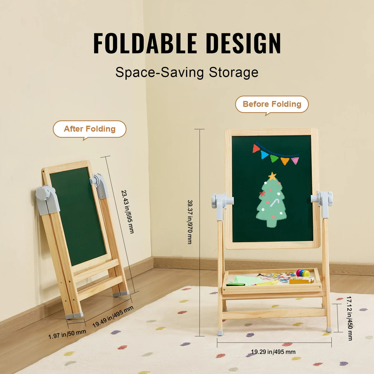 SucceBuy Standing Magnetic Board Easel With Paint Tools For Kids