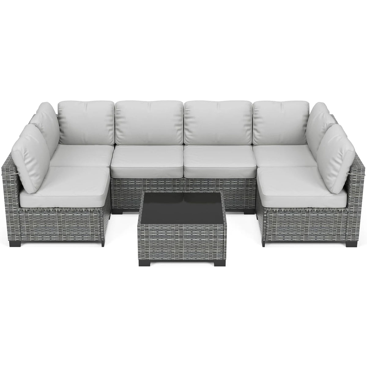 HiMISS Modular PE Rattan Outdoor Sectional Sofa Conversation Set