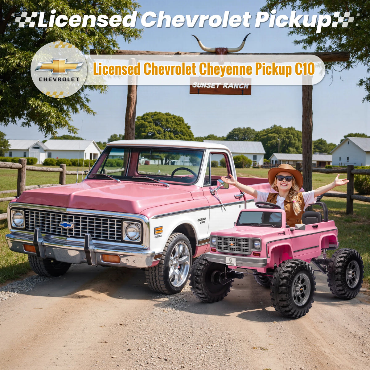 JOYRACER Licensed Chevrolet Cheyenne Ride On Car for Kids