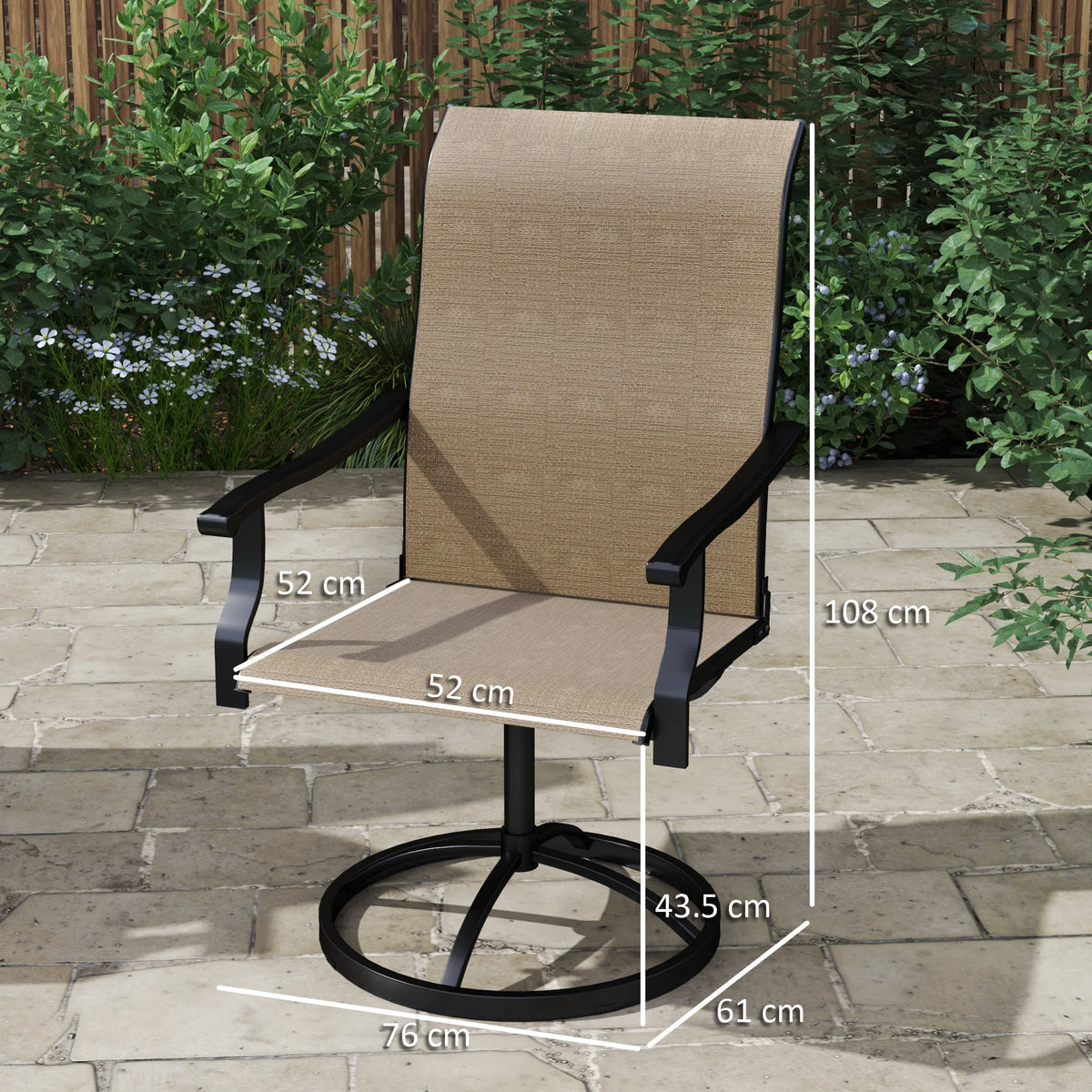 Outsunny Swivel Patio Dining Chairs With High Back Support