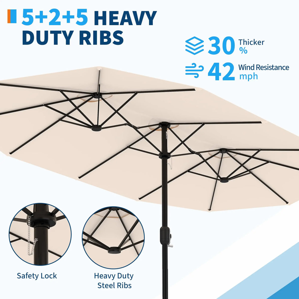Double Sided Patio Umbrella With Base For Outdoor Garden Shade