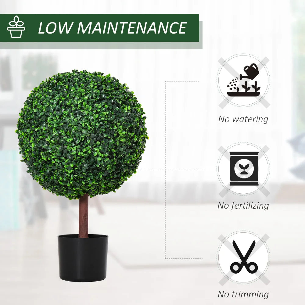 23.5inch Artificial Boxwood Topiary Ball Tree, Fake Decorative Plant, Nursery Pot Included for Home, Balcony, Backyard and Garden