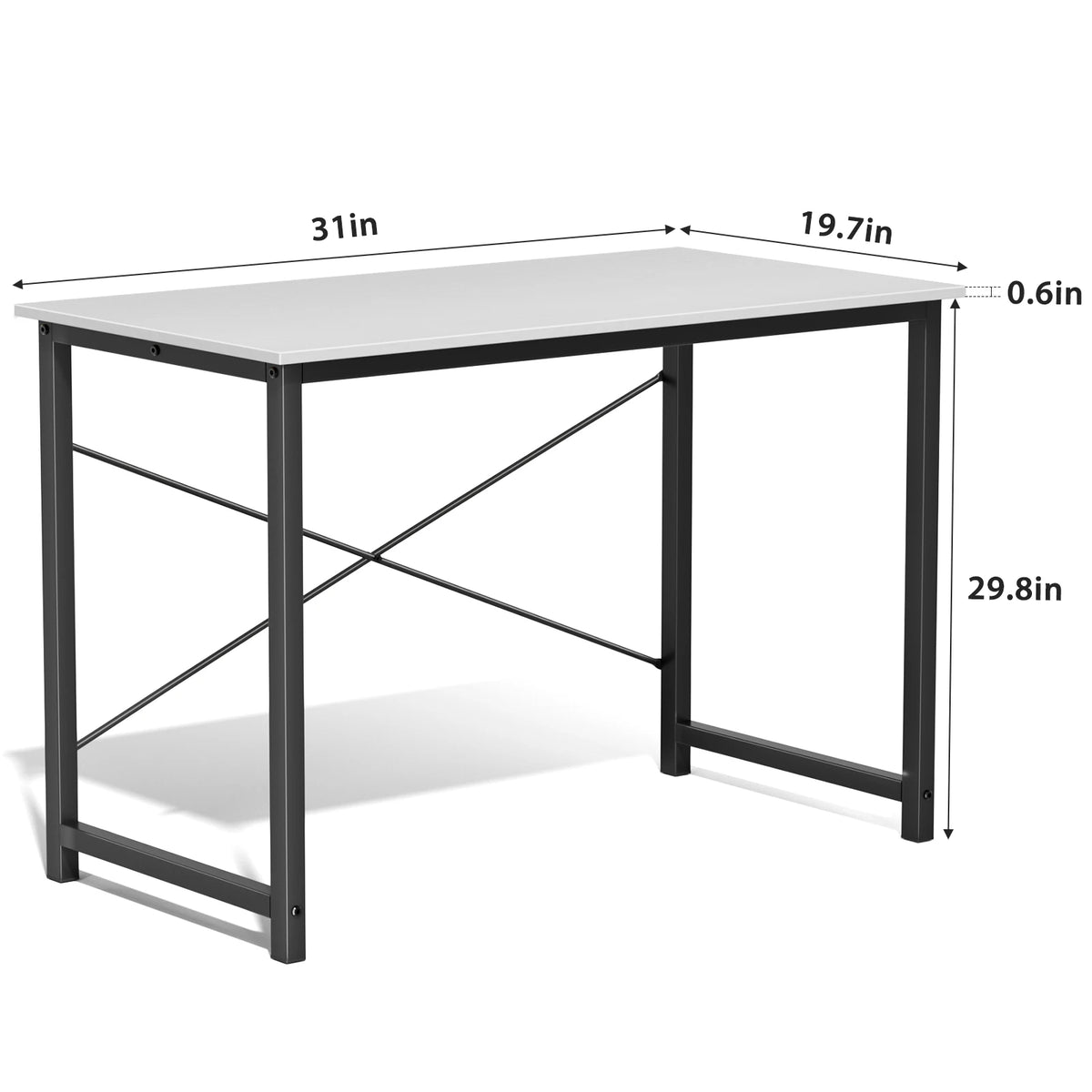 JHK Modern Computer Desk With Metal Frame And Wood Top