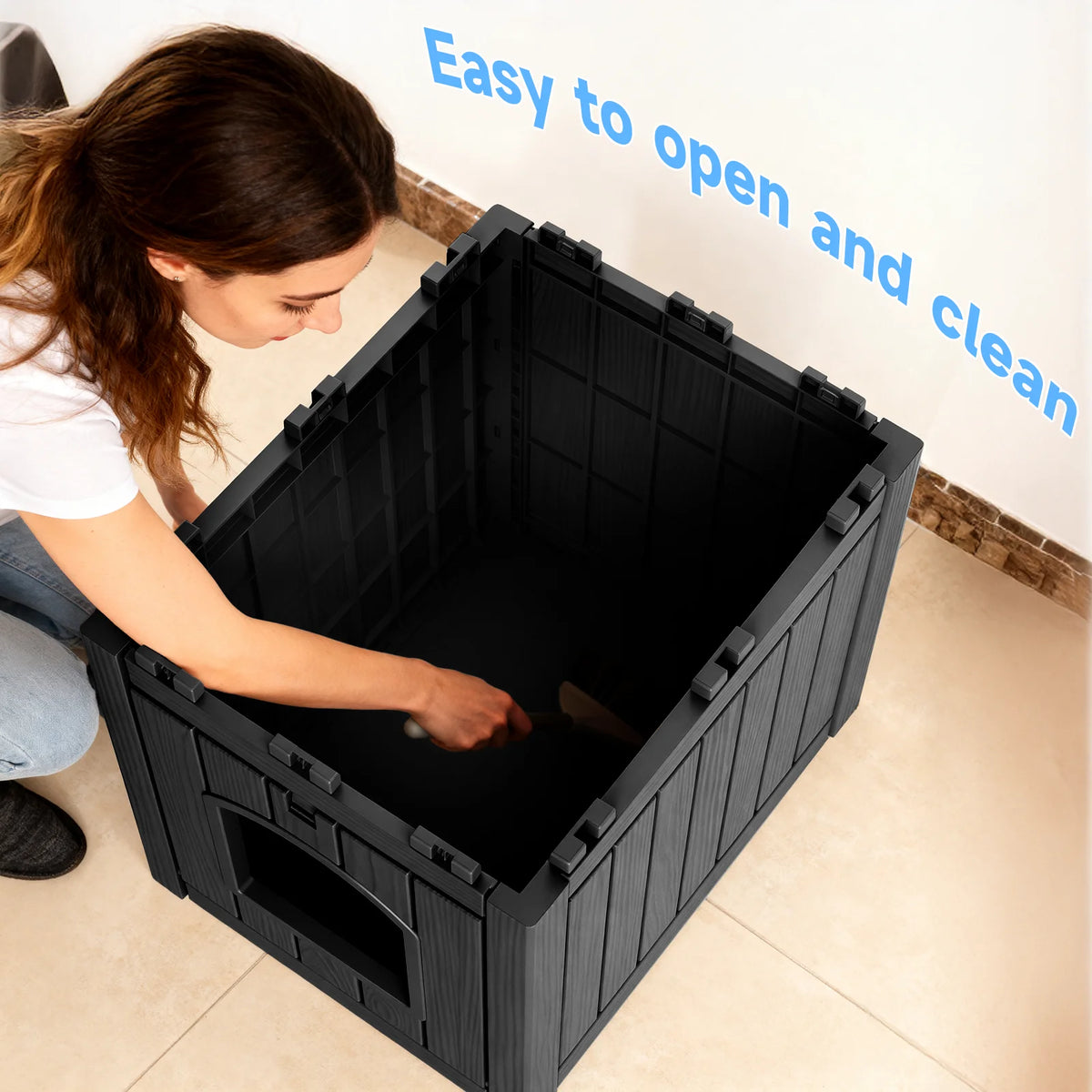 Resin Cat House End Table Waterproof Indoor Outdoor Pet Kennel