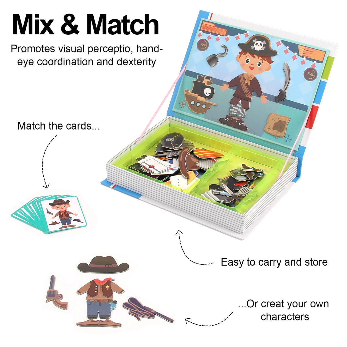 Magnetic 3D Cartoon Jigsaw Puzzle Book for Kids Brain Training