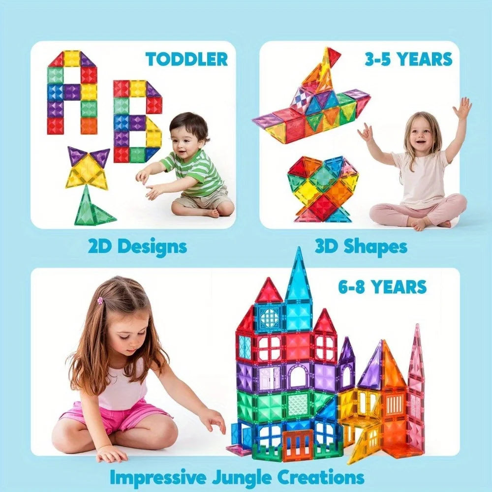 Joyfy Magnetic Building Tiles And Vehicle Construction Set For Kids