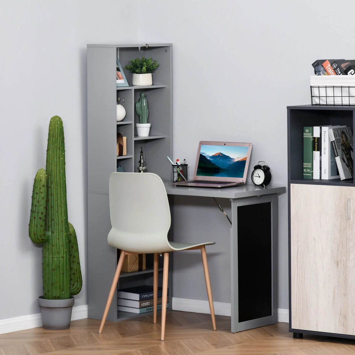 HOMCOM Fold Out Wall Mounted Convertible Office Desk With Blackboard