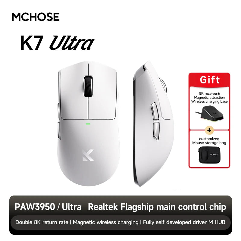 MCHOSE K7 Ultra Wireless Gaming Mouse With Magnetic Charging Dock