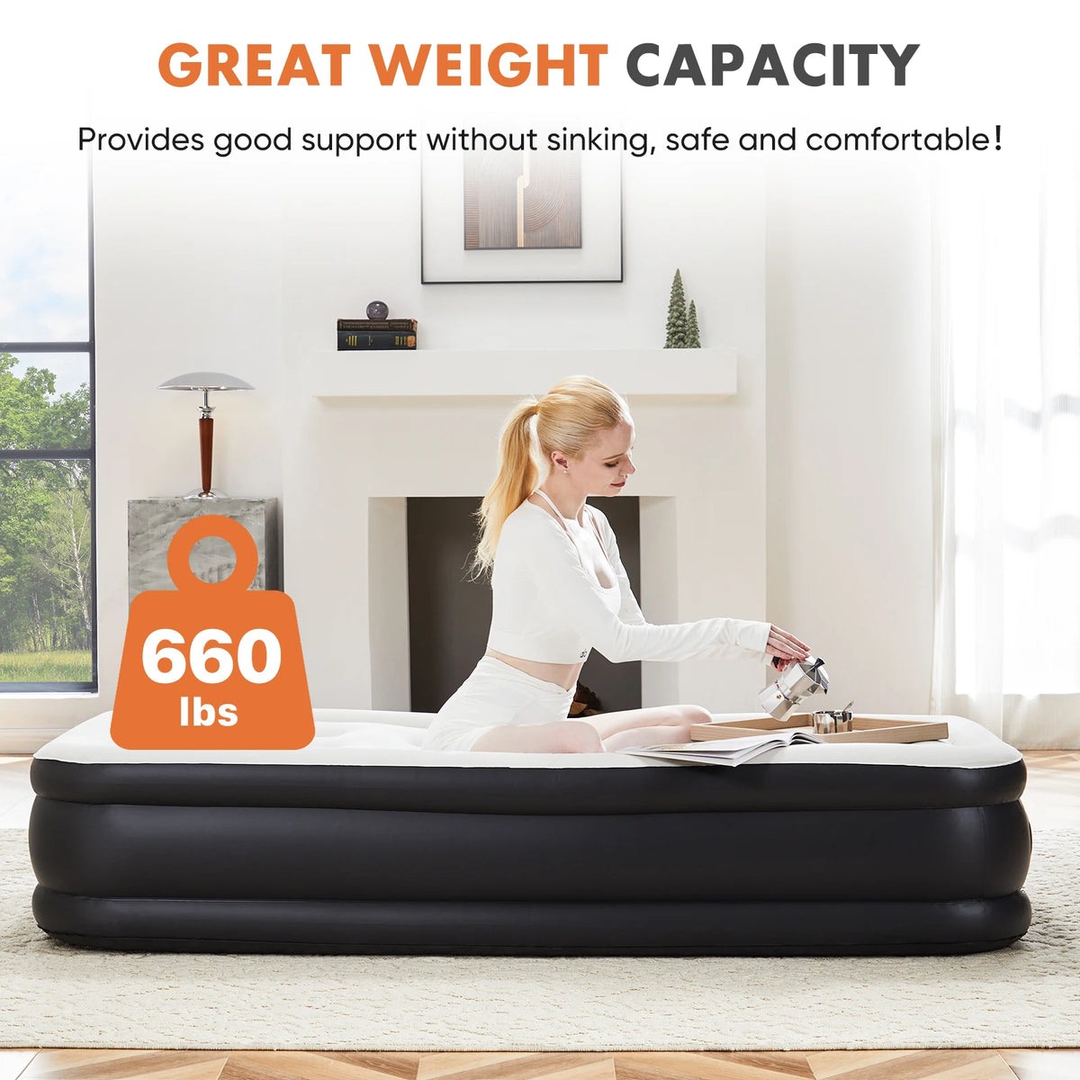 JHK Double Height Air Mattress For Home And Camping