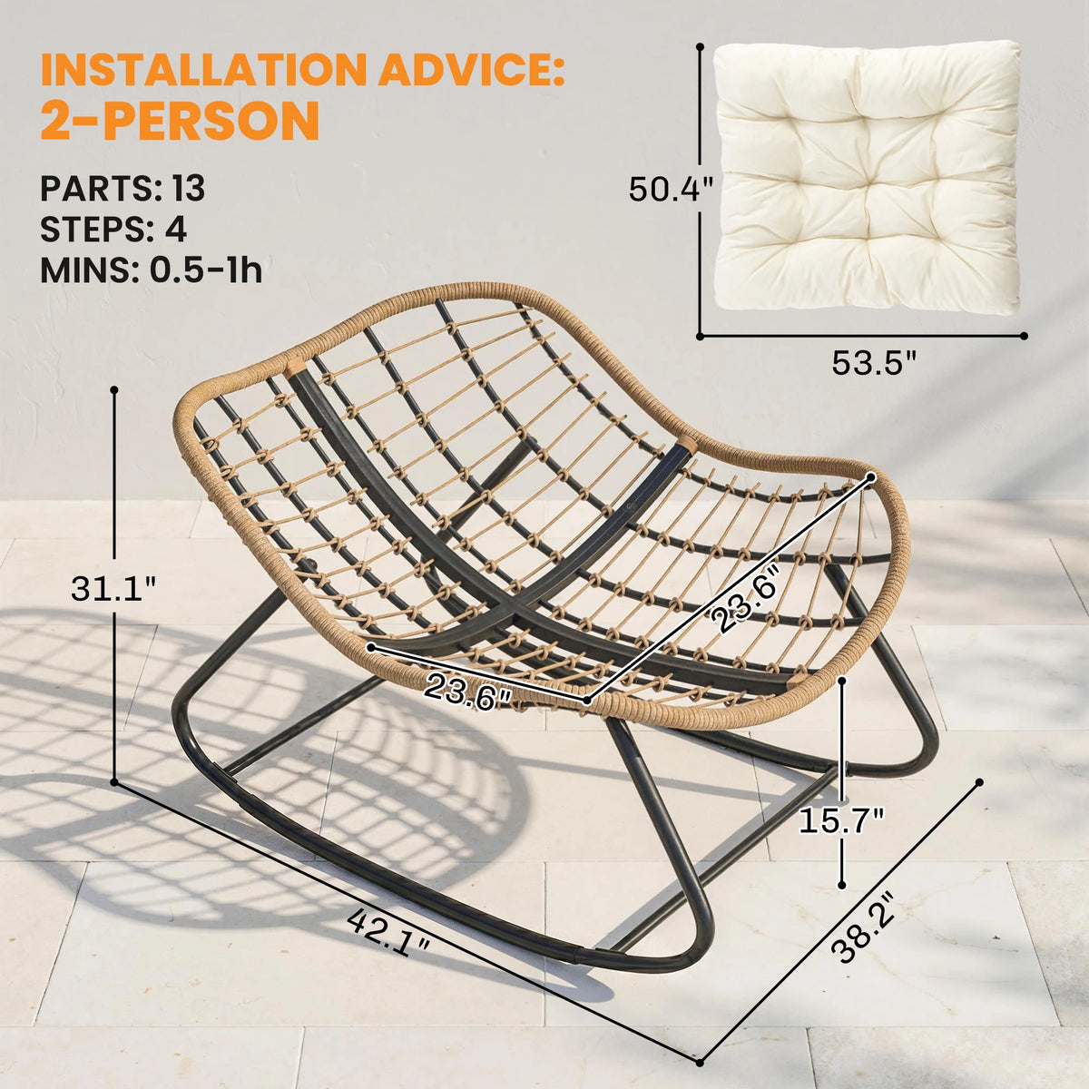 Outsunny Papasan Rocking Chair For Indoor And Outdoor Comfort