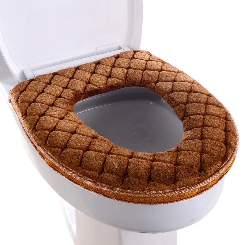 Waterproof Plush Toilet Seat Cover With Washable Zipper Design