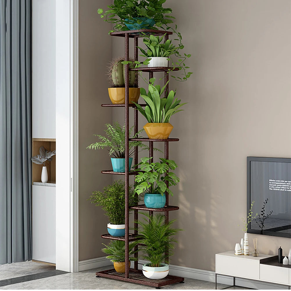 HiMISS Metal Plant Stand With Eight Tier Flower Pot Shelves