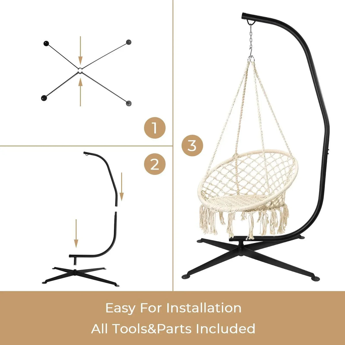 Homfa Heavy Duty Metal Hanging Chair Stand For Outdoor Porch