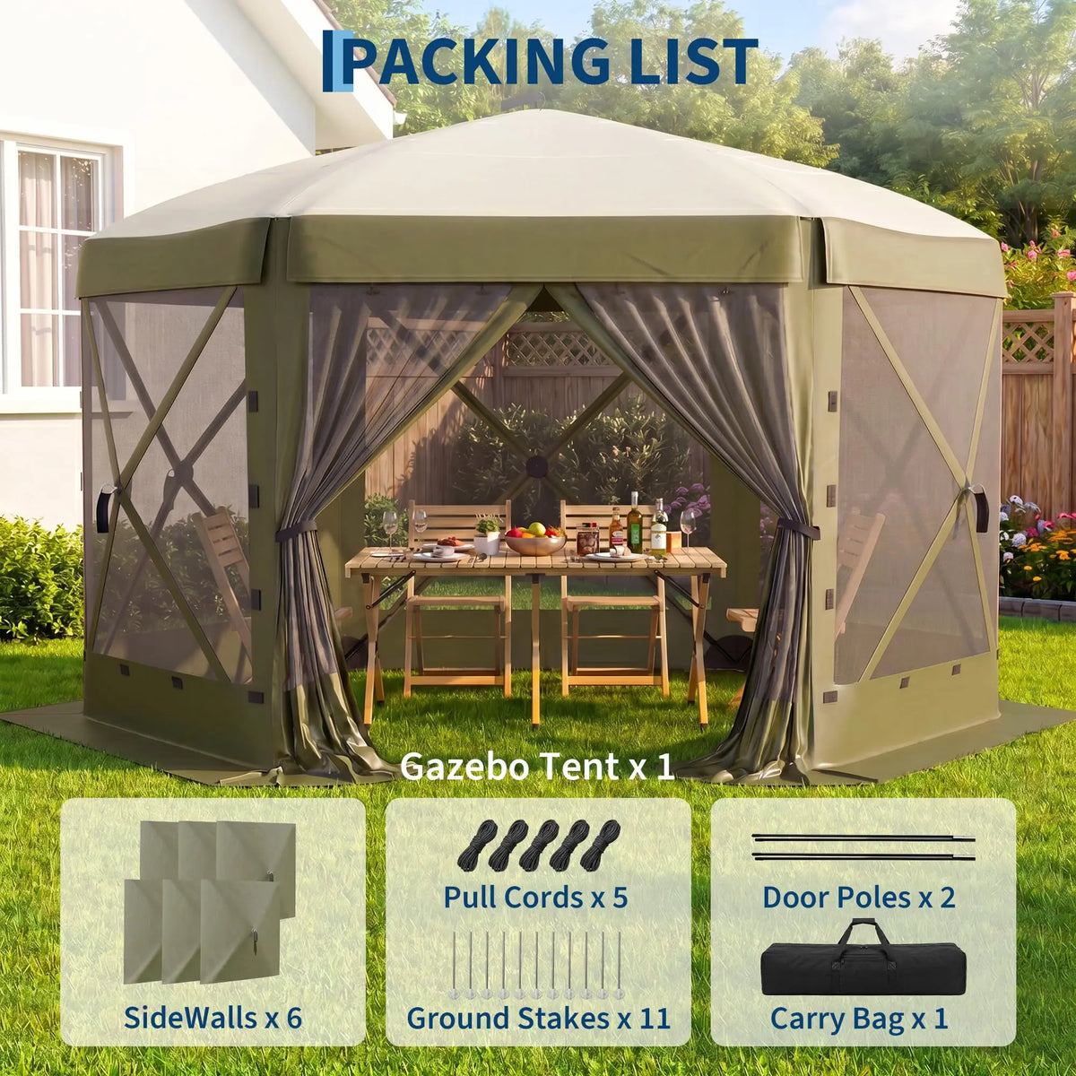 HiMISS Pop Up Screen Gazebo With Removable Wind Walls