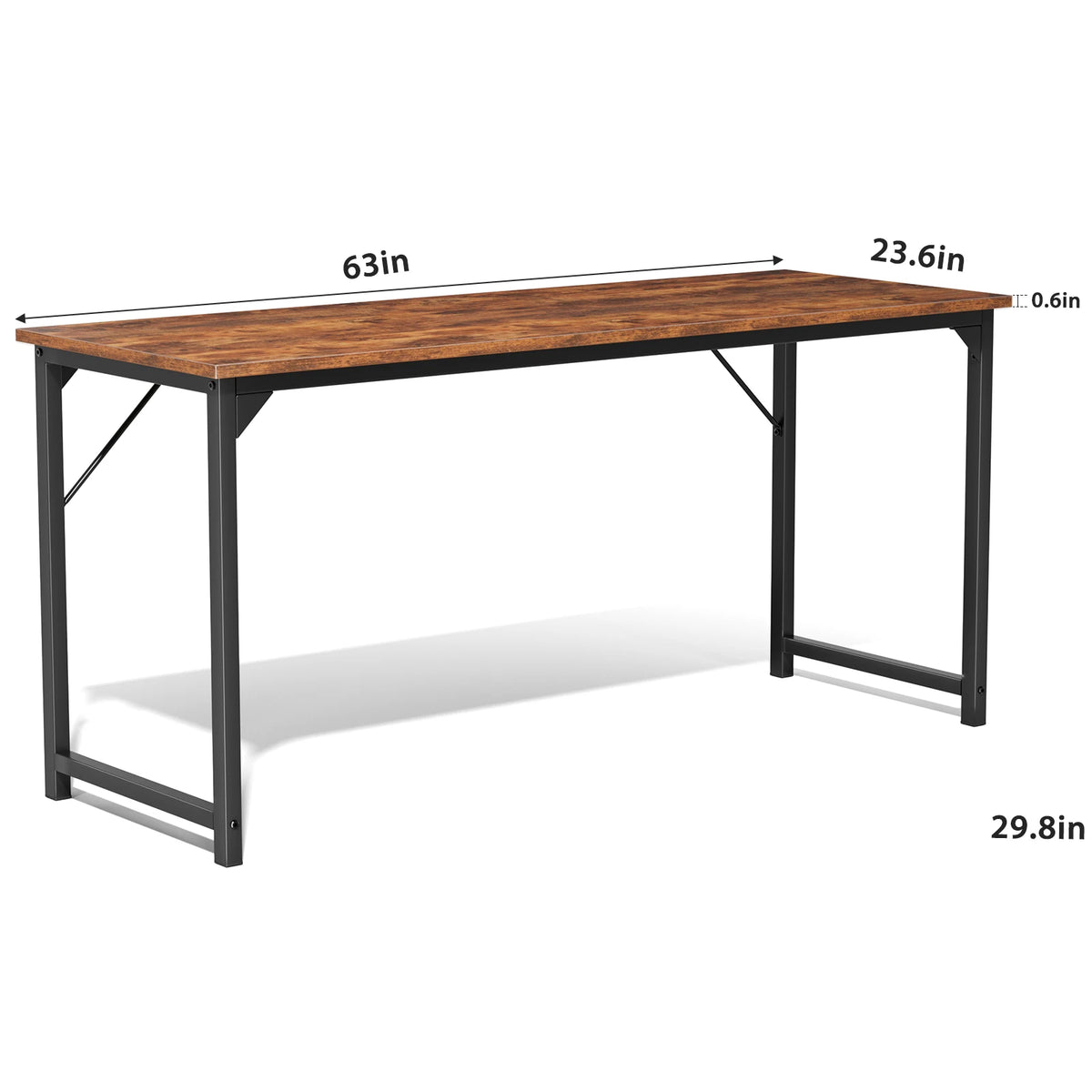 JHK Modern Computer Desk With Metal Frame And Wood Top