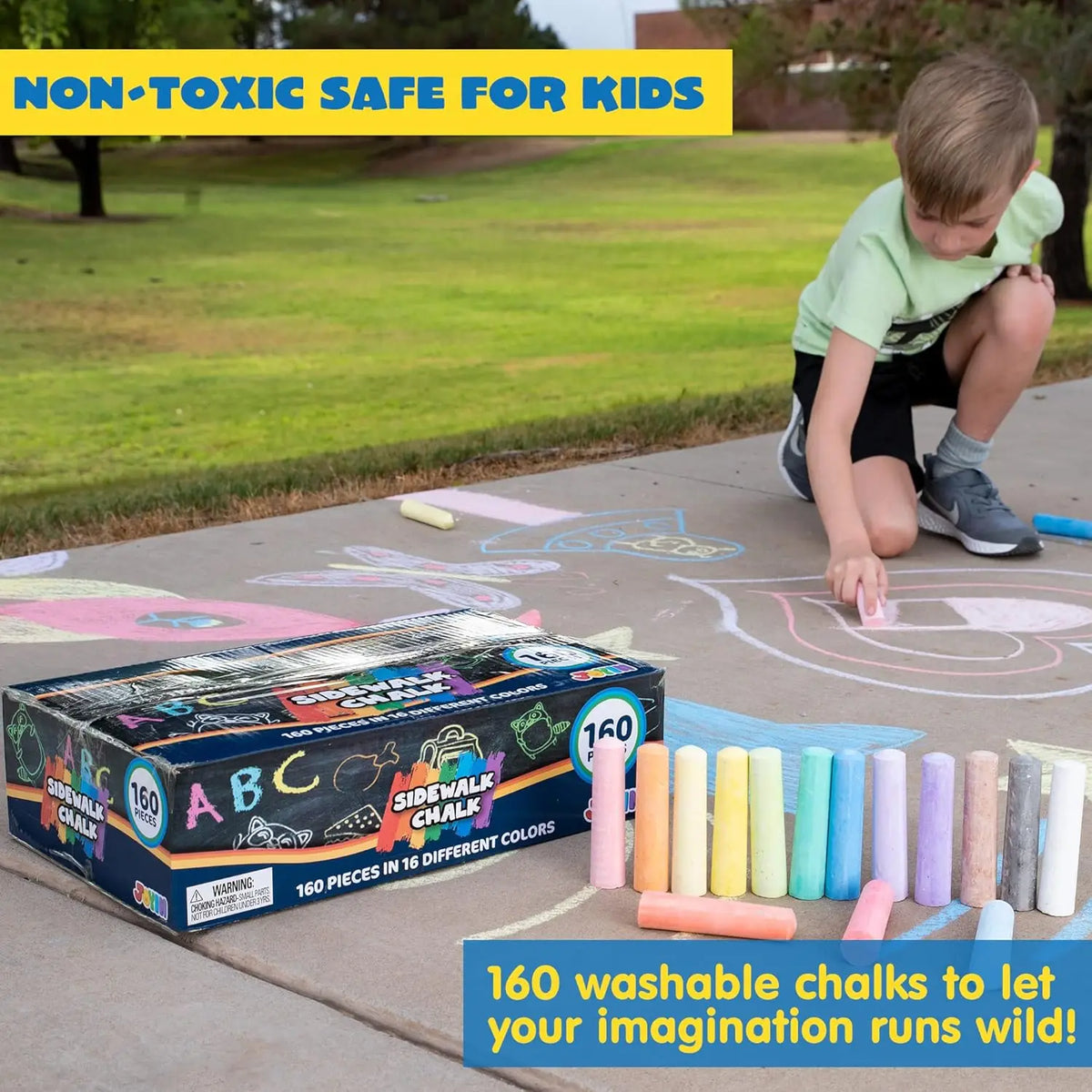 Joyfy Washable Sidewalk Chalk Set for Outdoor Art and Play