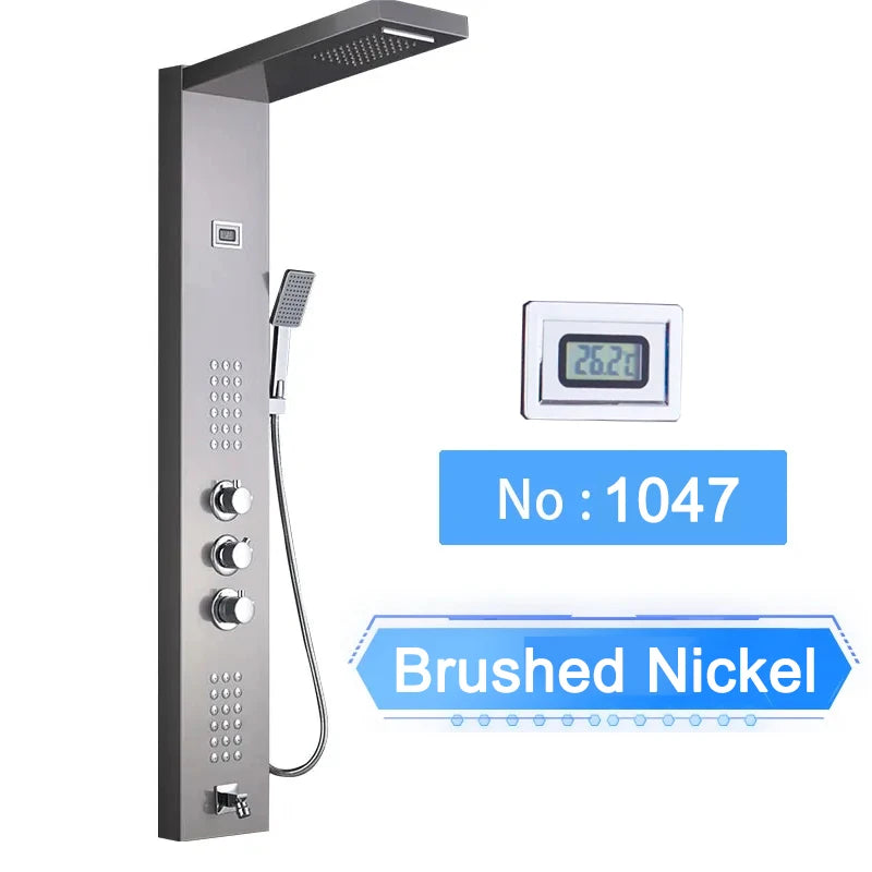 Shinesia LED Shower Panel With Digital Display Spa Massage Jets