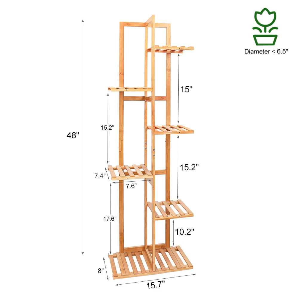 Wisfor Bamboo Corner Plant Stand Rack for Indoor Outdoor Plants